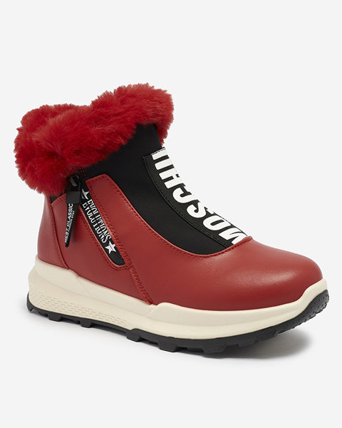 Червоні жіночі утеплені черевики з хутром Scherr- Взуття