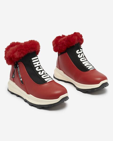 Червоні жіночі утеплені черевики з хутром Scherr- Взуття