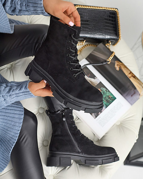 Чоботи жіночі чорні а-ля робочі Yeam- Взуття