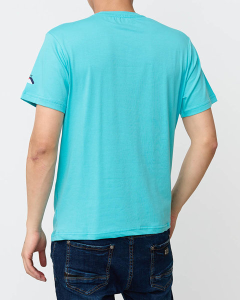 Чоловіча бірюзова футболка з принтом - Одяг