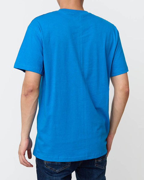 Чоловіча синя футболка з принтом - Одяг