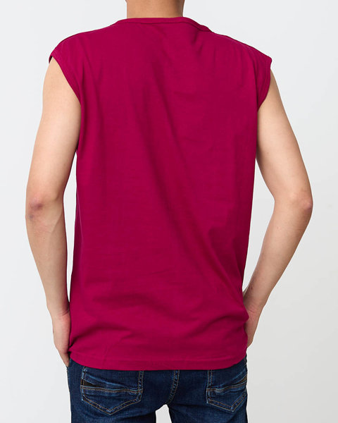 Чоловіча темно-бордова футболка без рукавів з принтом - Одяг