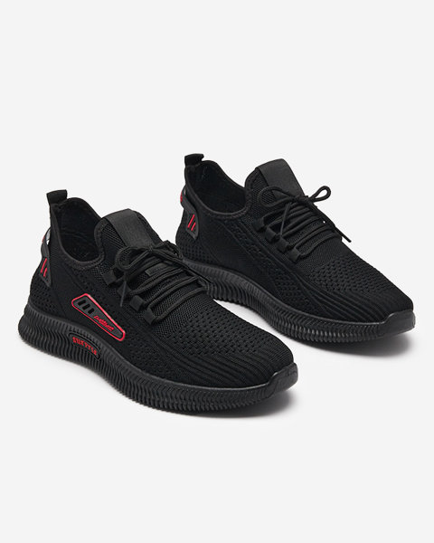 Чоловічі чорні кросівки на шнурівці з червоними вставками від Rijakis - Взуття