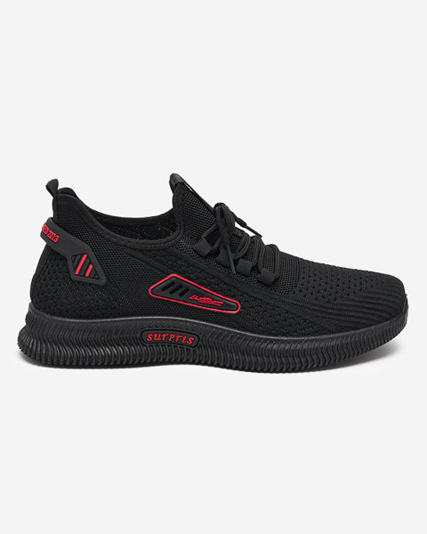 Чоловічі чорні кросівки на шнурівці з червоними вставками від Rijakis - Взуття