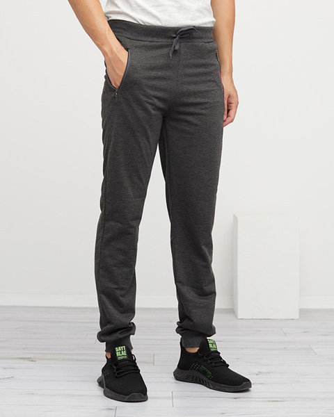 Чоловічі спортивні штани з написом графітового кольору - Одяг