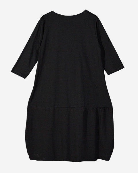 Чорне жіноче плаття з принтом і відрізом внизу - Одяг