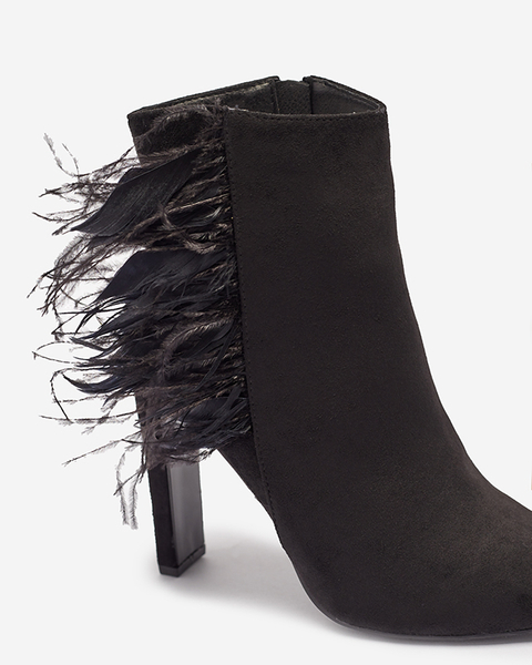 Чорні жіночі ботильйони на шпильці з пір'ям Cailyy- Footwear
