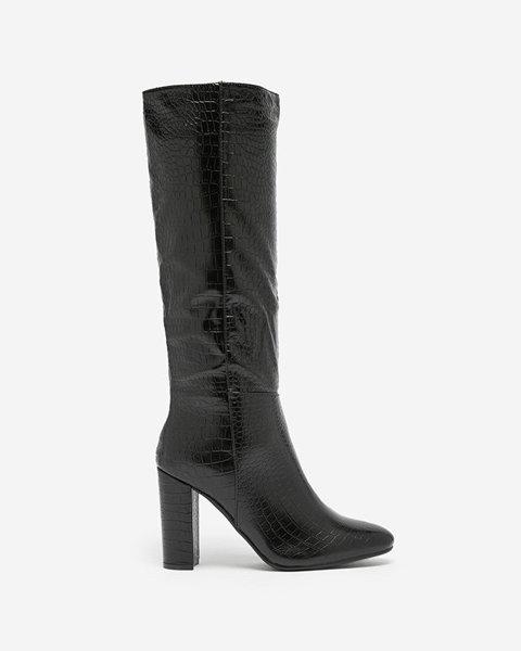 Чорні жіночі черевики на шпильці з тисненням Sappyo - Взуття