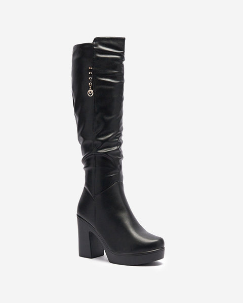 Чорні жіночі чоботи до коліна на стійці і платформі Esidollo- Footwear