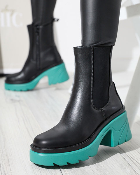 Чорні жіночі чоботи на бірюзовій підошві Zerina - Взуття