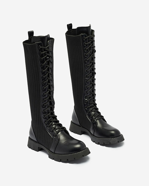 Чорні жіночі чоботи на шнурівці Sallia- Footwear