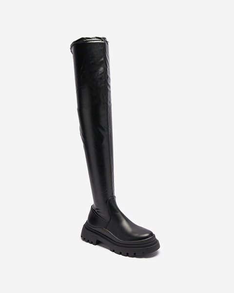 Чорні жіночі чоботи вище коліна на товстій підошві Amerima- Footwear