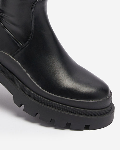 Чорні жіночі чоботи вище коліна на товстій підошві Amerima- Footwear