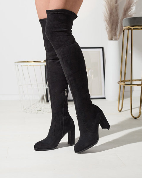 Чорні жіночі чоботи вище коліна Qavoti Footwear