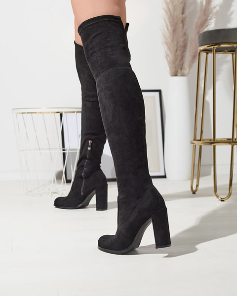 Чорні жіночі чоботи вище коліна Qavoti Footwear