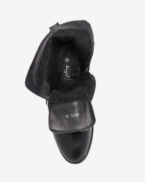 Чорні жіночі чоботи зі сріблястими застібками та тисненням Letta- Footwear