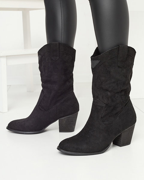 Чорні жіночі ковбойські чоботи з вишивкою Cedira - Взуття