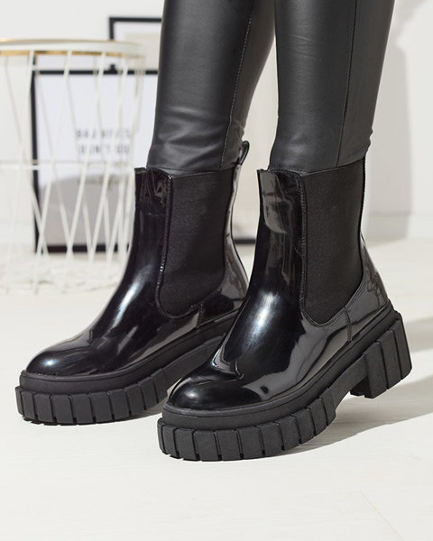 Чорні жіночі лаковані черевики на потовщеній підошві Fazzati-Footwear