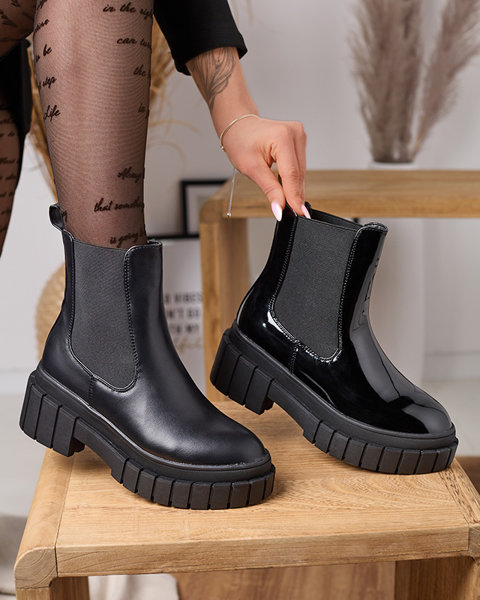Чорні жіночі лаковані черевики на потовщеній підошві Fazzati-Footwear