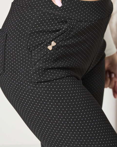 Чорні жіночі лосини в горошок PLUS SIZE- Одяг