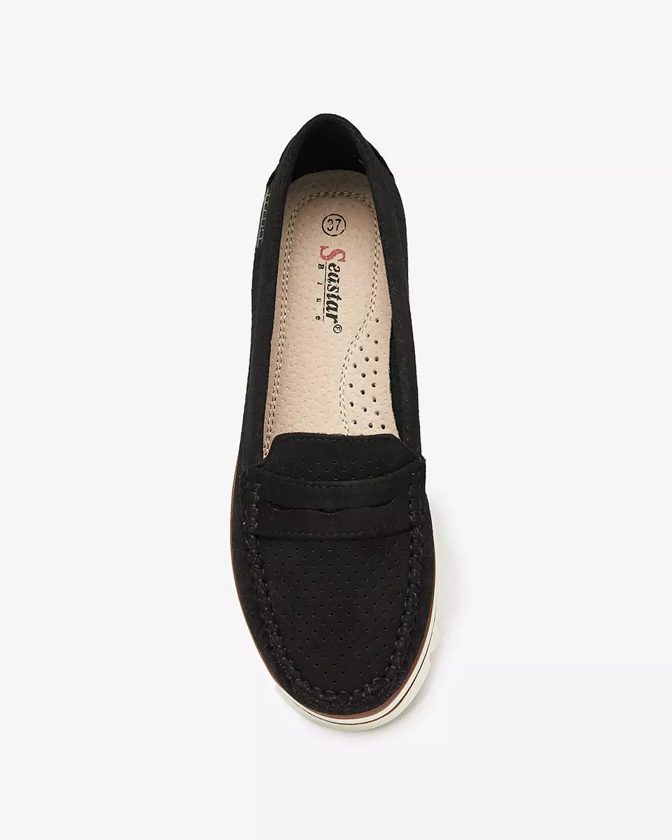 Чорні жіночі мокасини з блискучим покриттям Metiga - Взуття