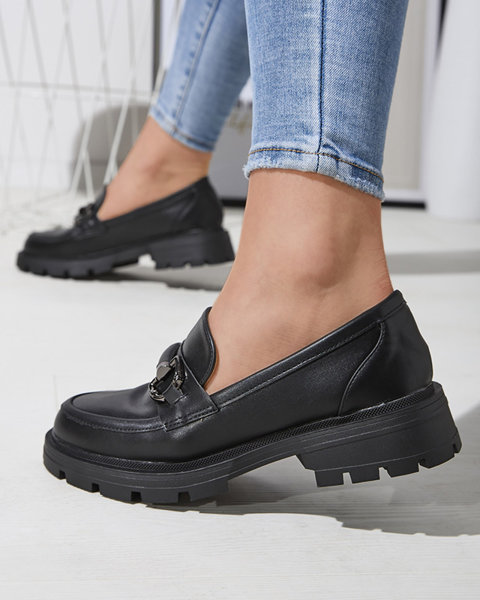 Чорні жіночі мокасини з орнаментом Ahertii-Footwear
