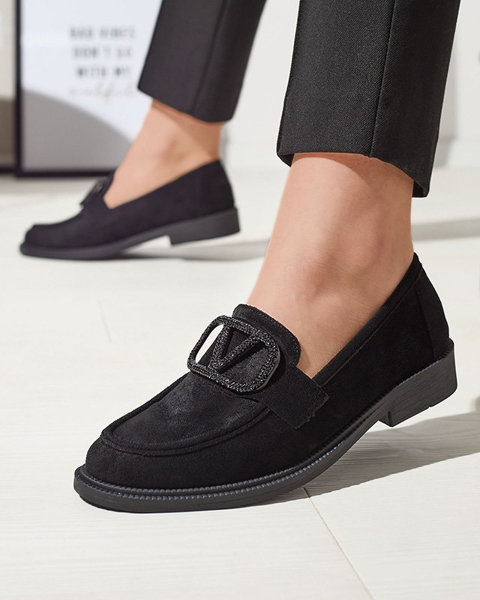 Чорні жіночі мокасини з орнаментом Fogras- Footwear