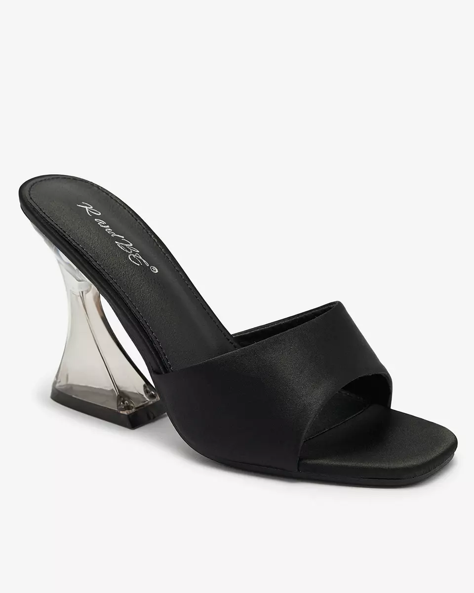 Чорні жіночі шльопанці на прозорому каблуці Ageria - Взуття