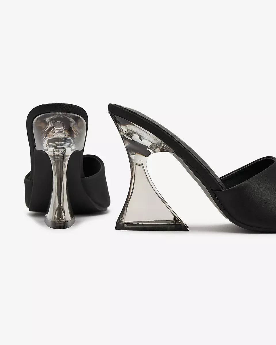 Чорні жіночі шльопанці на прозорому каблуці Ageria - Взуття