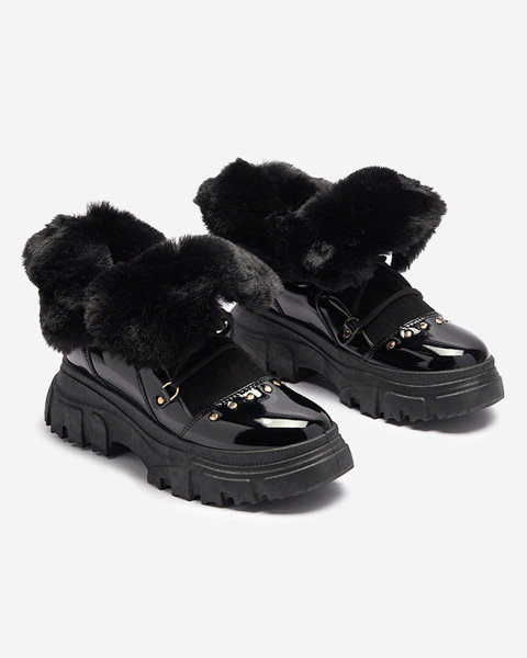 Чорні жіночі снігоступи на шнурівці Fentes- Взуття