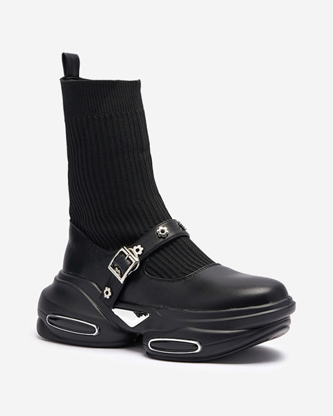 Чорні жіночі спортивні черевики з верхом а'ля носок Folden- Footwear