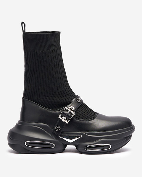 Чорні жіночі спортивні черевики з верхом а'ля носок Folden- Footwear