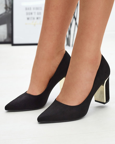 Чорні жіночі туфлі-човники з екозамші зі стійкою Afrogos- Взуття