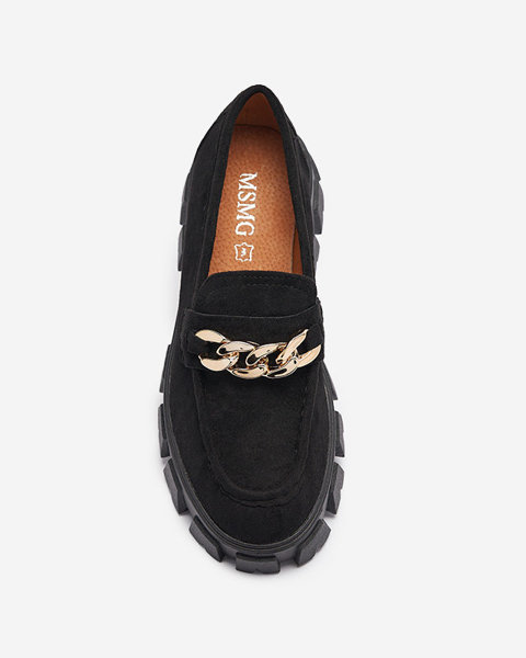 Чорні жіночі туфлі із золотистим орнаментом Quesil - Взуття