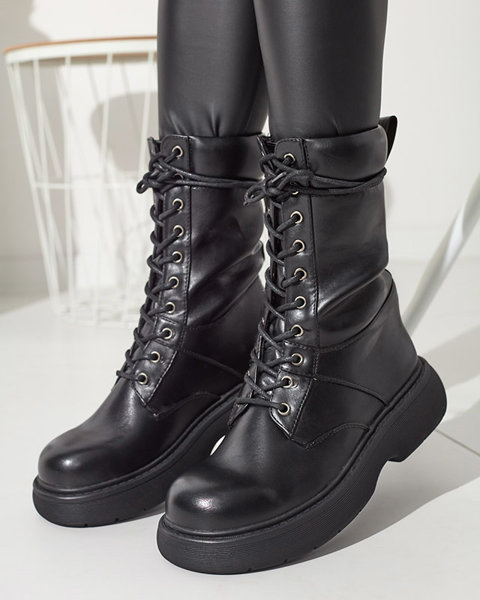 Чорні Жіночі високі чоботи на шнурівці Ferisis - Взуття