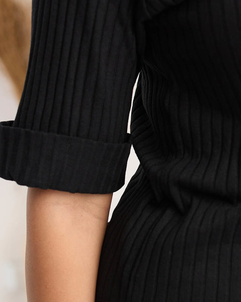 Чорний жіночий бавовняний комплект в рубчик - одяг