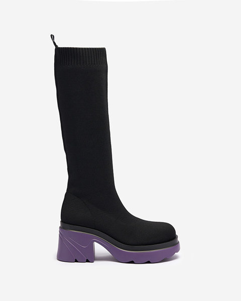 Чорно-фіолетові жіночі чоботи на постійні Korlicca - Взуття