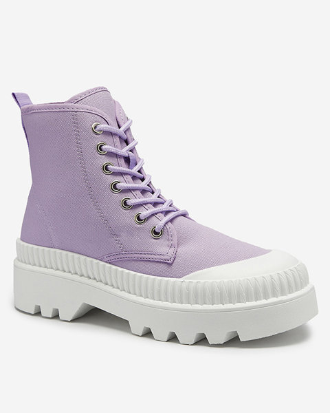 Фіолетові жіночі високі спортивні кросівки а-ля кеди Serewa - Взуття