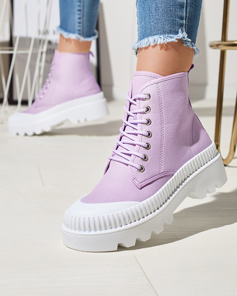 Фіолетові жіночі високі спортивні кросівки а-ля кеди Serewa - Взуття