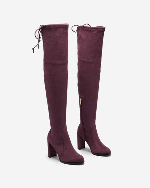 Фіолетово-бордові жіночі чоботи вище коліна Qavoti Footwear