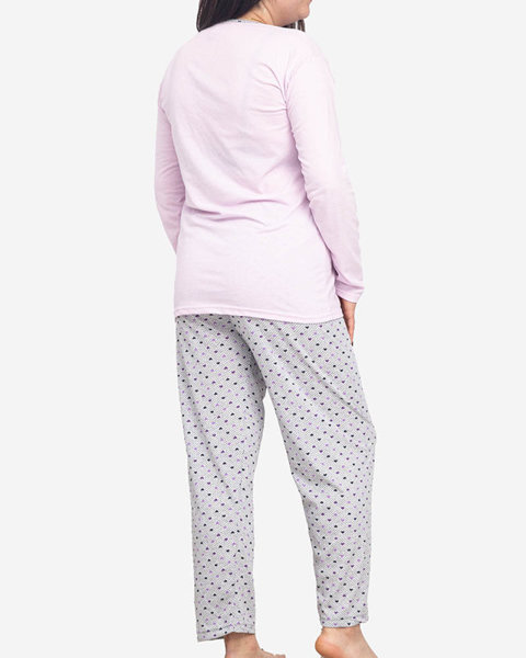 Фіолетово-сіра жіноча піжама 2 з малюнком PLUS SIZE - Одяг