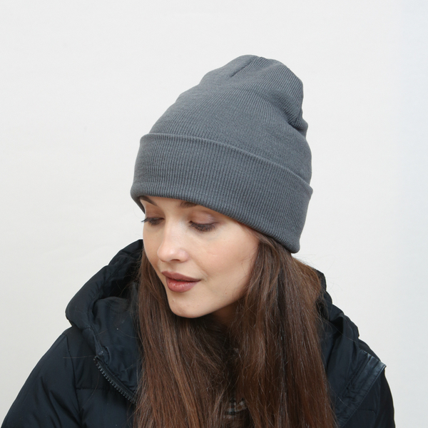 Класична жіноча шапка біні темно-сірого кольору - Аксесуари