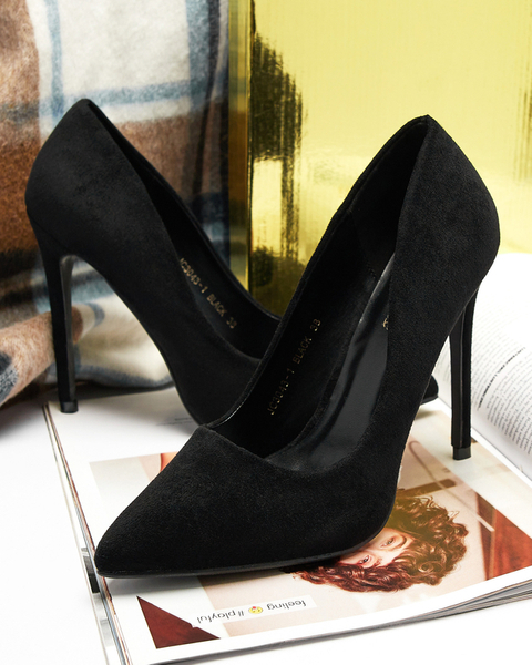Класичні жіночі туфлі на шпильці з гострим носком чорного кольору Ermak- Взуття