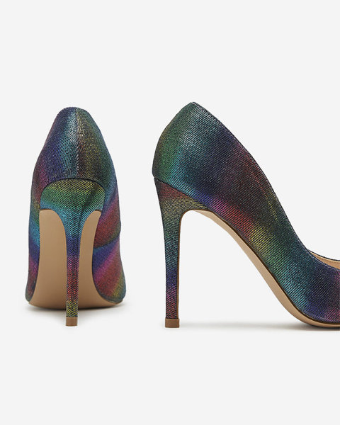 Кольорові голографічні жіночі туфлі-човники на шпильці Soddo- Footwear