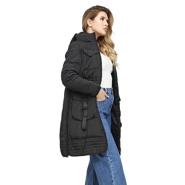 Куртка жіноча зимова стьобана чорна - Одяг