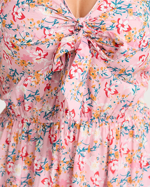 Квіткова сукня максі з рожевими бретелями для жінок- Одяг