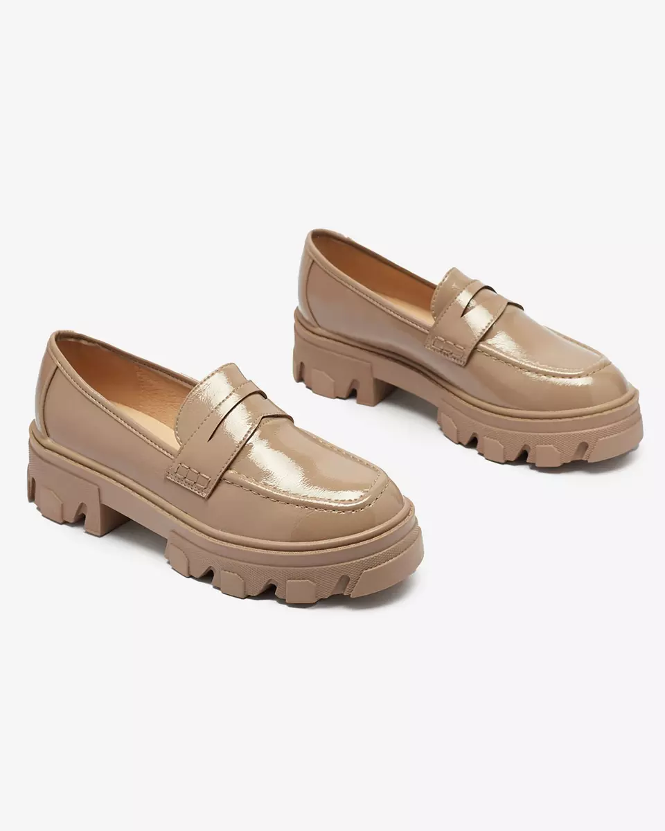 Лаковані мокасини на суцільній підошві світло-коричневого кольору Desila - Взуття
