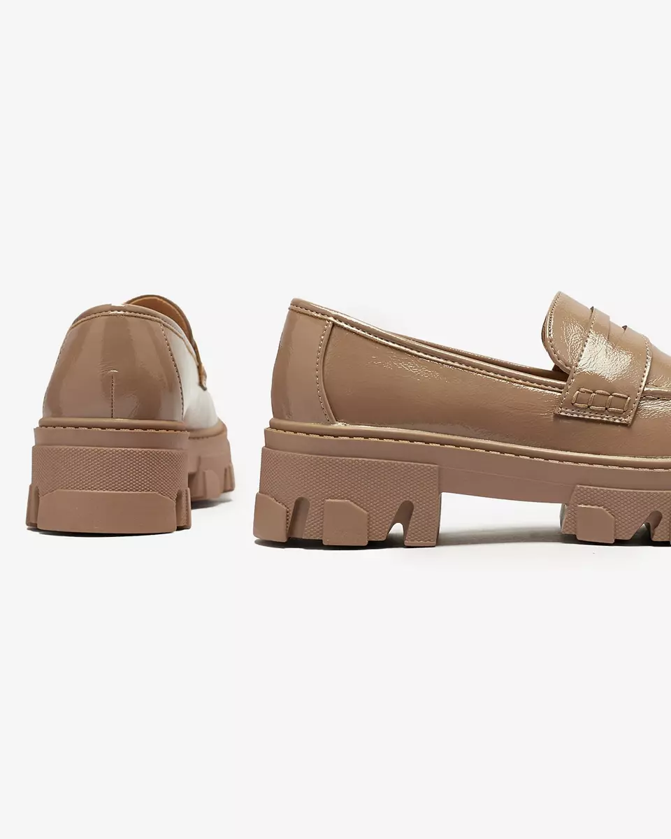 Лаковані мокасини на суцільній підошві світло-коричневого кольору Desila - Взуття
