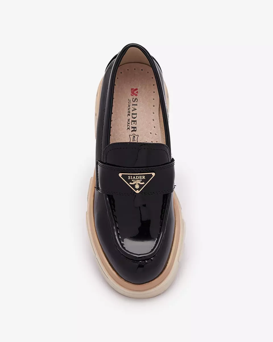Лаковані жіночі чорні мокасини з декором Sarix - Взуття