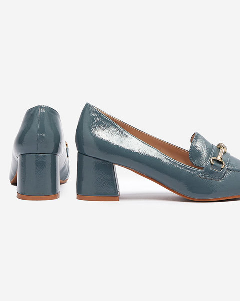 Лаковані жіночі туфлі-мокасини сіро-синього кольору Welmok- Взуття